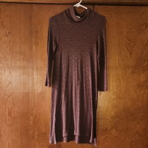 Elegant Long Sleeve Knit Dress in Brown
